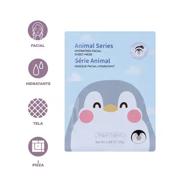 Mascarilla Facial Hidratante Animal Pingüino Miniso