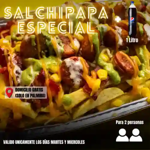 Salchipapa Especial + 1L Gaseosa