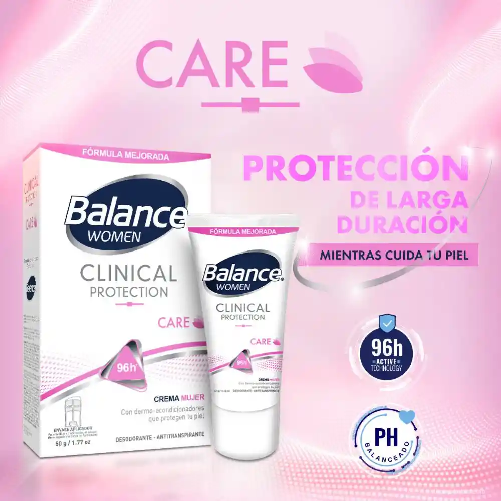 Balance Desodorante Clinical Care para Mujer en Crema
