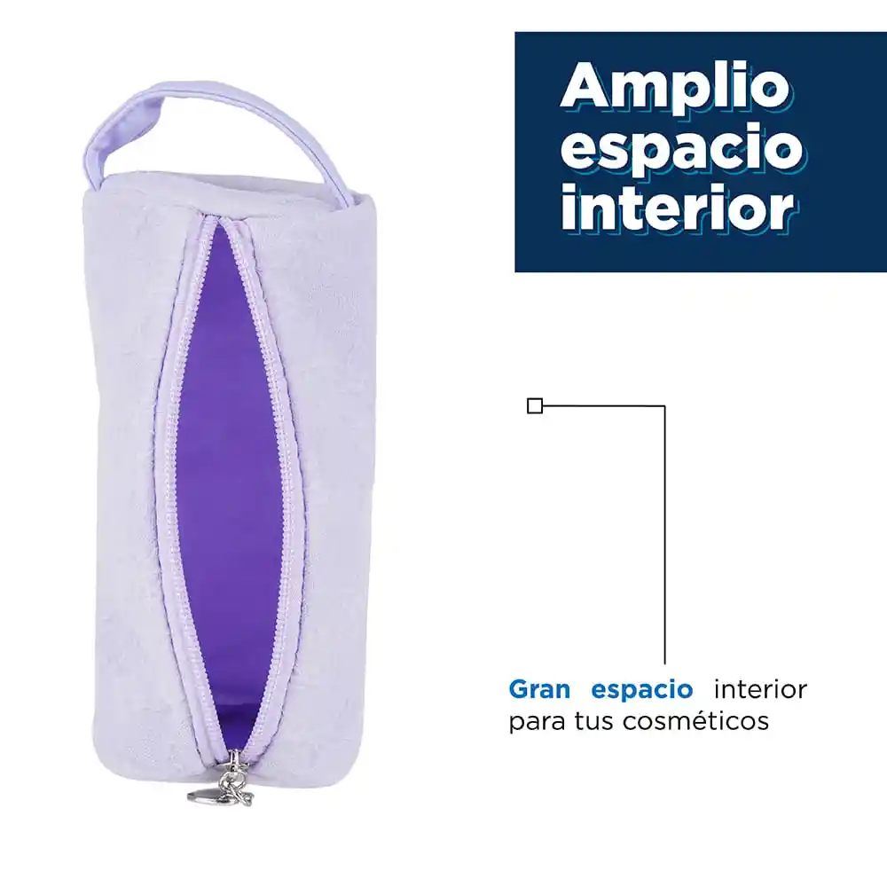 Cosmetiquera Texturizada Cilindro Morado Miniso