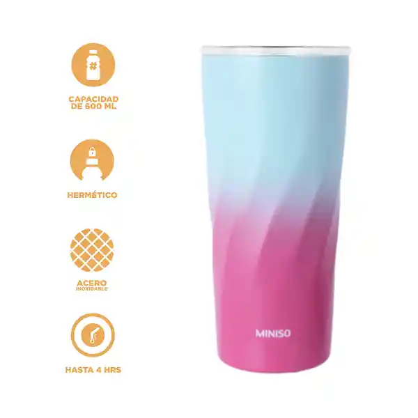 Vaso de Acero Azul y Rosa 600 mL Miniso