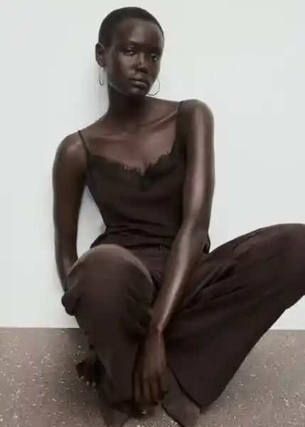 Top Verona Marrón Talla L Mujer Mango