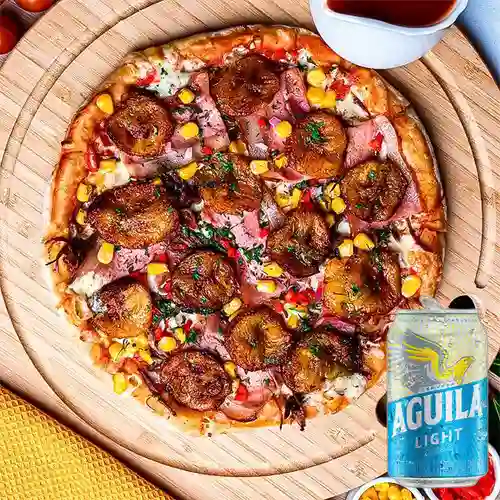 Combo Pizza Llanera + Cerveza Aguila Light Lta 330ml