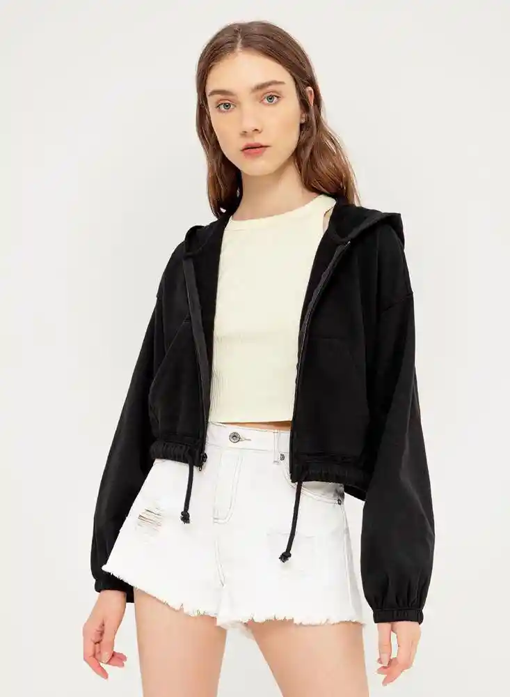 Buzo Abierto Mujer S - Negro 799