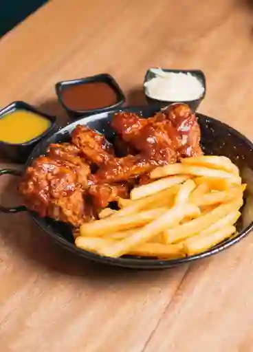 Alitas X 6 Piezas con Papa Francesa