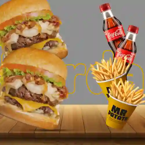 Duo Burger Burda + Papas + Gaseosa