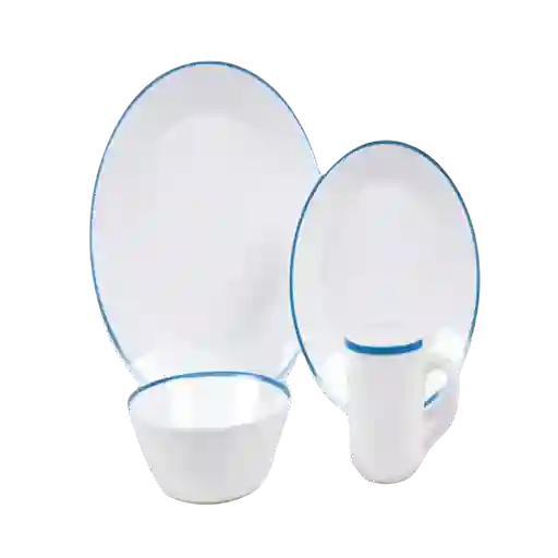 Set Vajilla Amore Blanco-Azul Basic Esencial OPAL0030 Finlandek