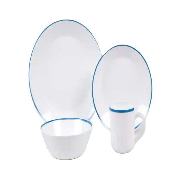 Set Vajilla Amore Blanco-Azul Basic Esencial OPAL0030 Finlandek