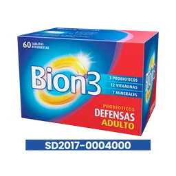 Bion3 Defensas Multivitaminico con Minerales y Probioticos 60 tabletas