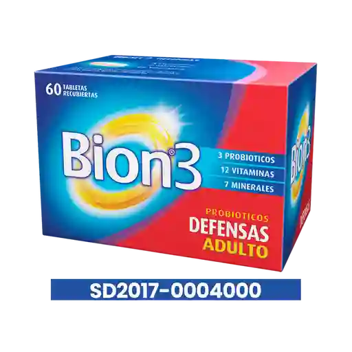 Bion3 Defensas Multivitaminico con Minerales y Probioticos 60 tabletas