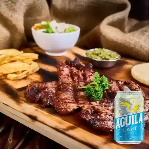 Combo Churrasco + Cerveza Aguila Light Lta 330ml