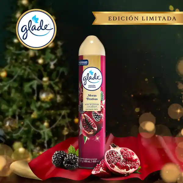 Glade Ambientador Edición Limitada Moras Festivas Aerosol 400 mL