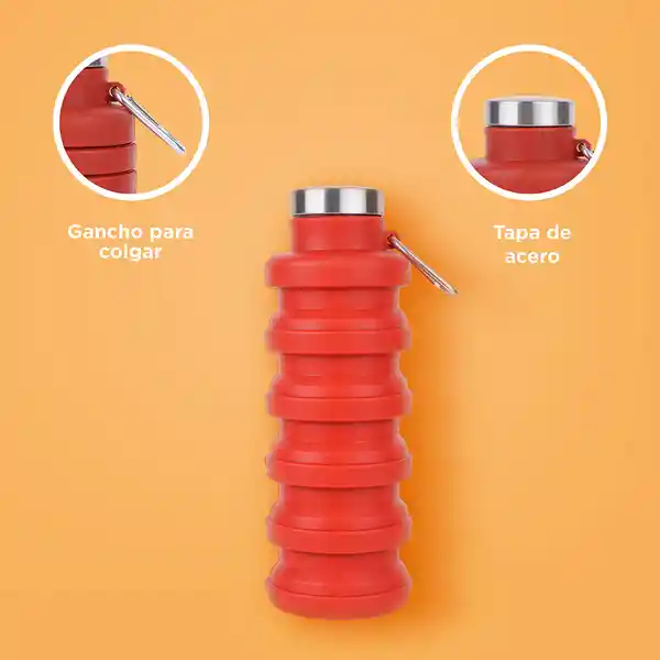 Botella de Silicona de Plegable Color Sólido Rojo 500 mL Miniso