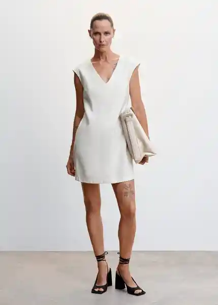 Vestido Ticket-H Off White Talla L Mujer Mango