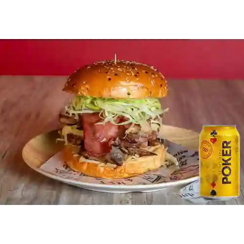 Combo Buffalo Burger + Cerveza Poker Lta 330ml