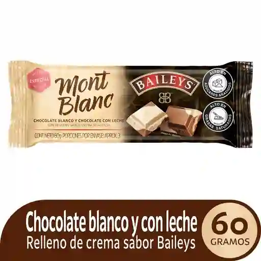 Mont Blanc Chocolate Blanco y Chocolate con Leche Relleno de Crema Baileys