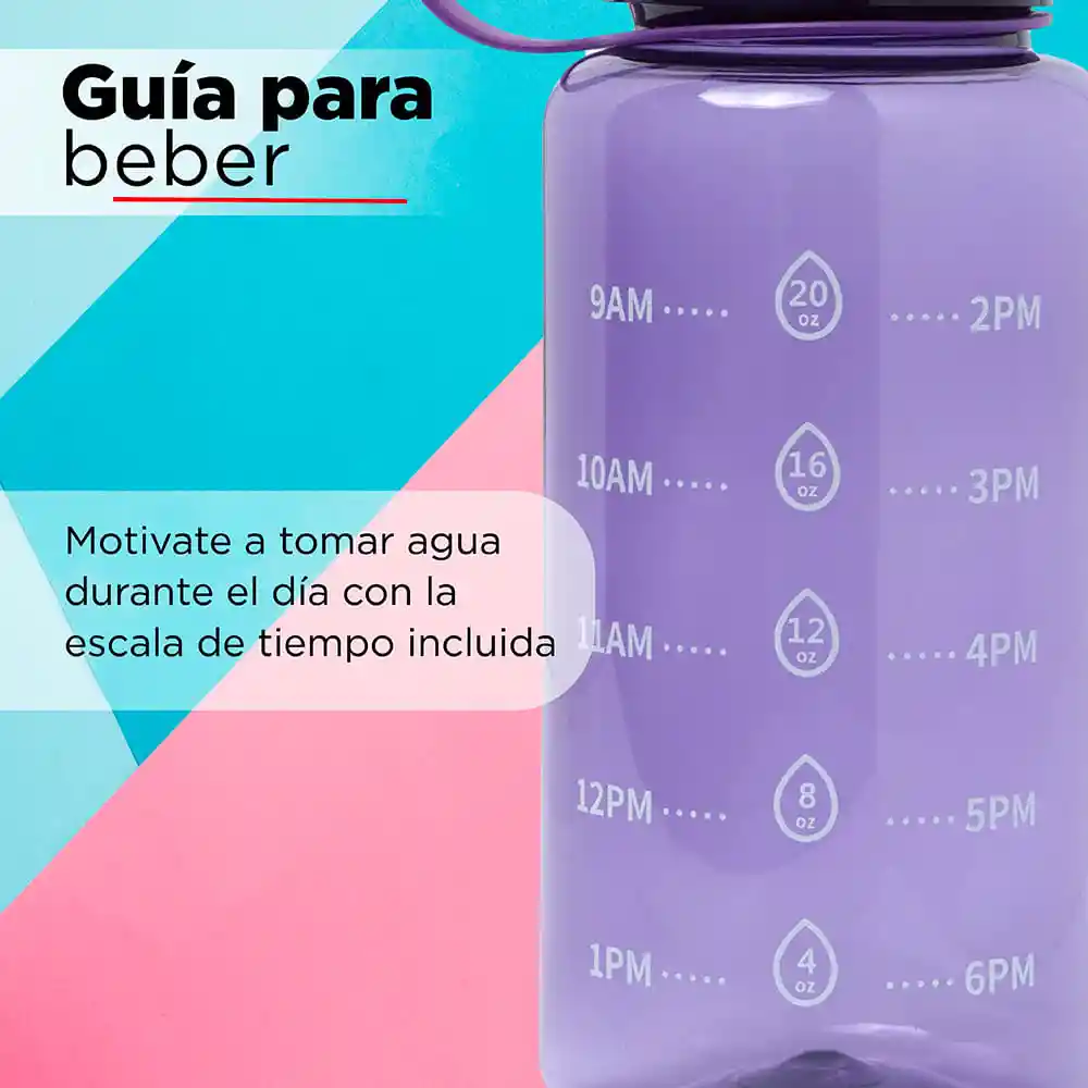 Miniso Botella de Plástico de Agua Fría Con Asa Cool Morado