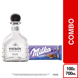 Combo Patron Tequila Cristalino + Chocolate Milka Oreo 100 g