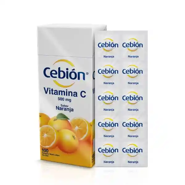 Cebión Vitamina C Sabor Naranja en Tabletas Masticables