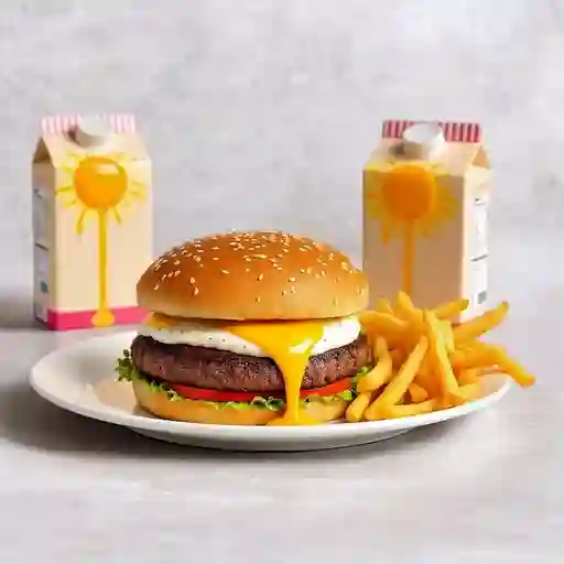 Burger L + Papas + Caja de Jugo + Huevo sorpresa