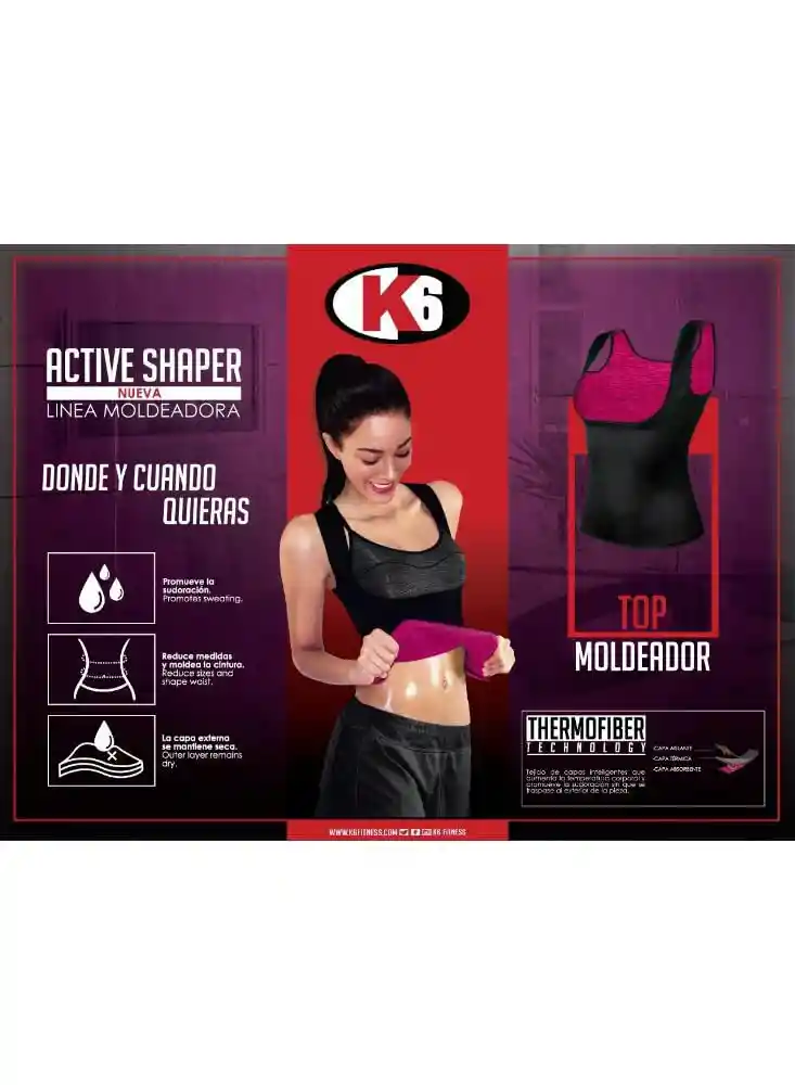 K6 Top Moldeador Fitness Reductora Cintura Gym Fitness Talla S