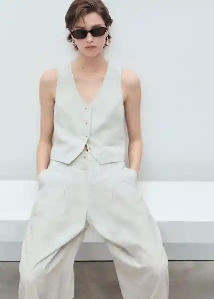 Pantalón Bali Crudo Talla 38 Mujer Mango