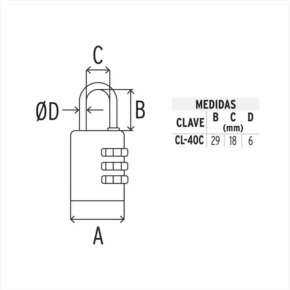 Hermex Candado de Combinación 40 mm
