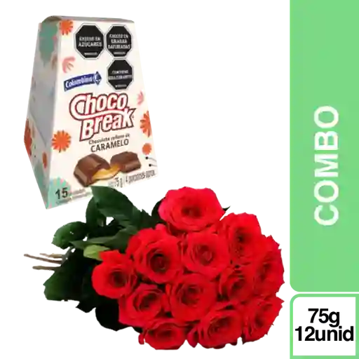 El Regalo Perfecto + Chocobreak Caramelo + Bouquet Rosas Roja