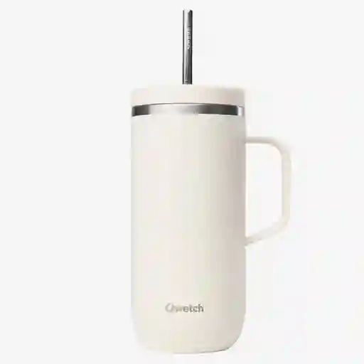 Qwetch Vaso Cold Cup Con Asa Isotérmico Beige 600 mL