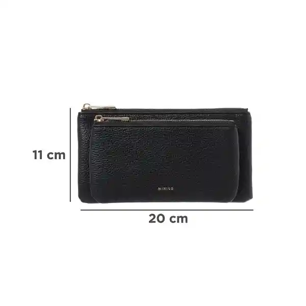 Bolso Cartera Multiuso Con Asa de Mano Negro Serie Miniso