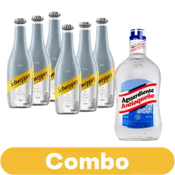 Combo Soda Schweppes 300 mL 6 Unds + Aguardiente