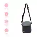 Bolso Crossbody Con Bolsa Frontal de Red Gris Miniso