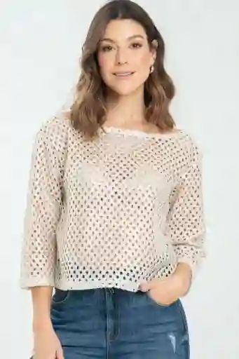 Blusa Tejida Brillo Color Plateado Talla L Ragged