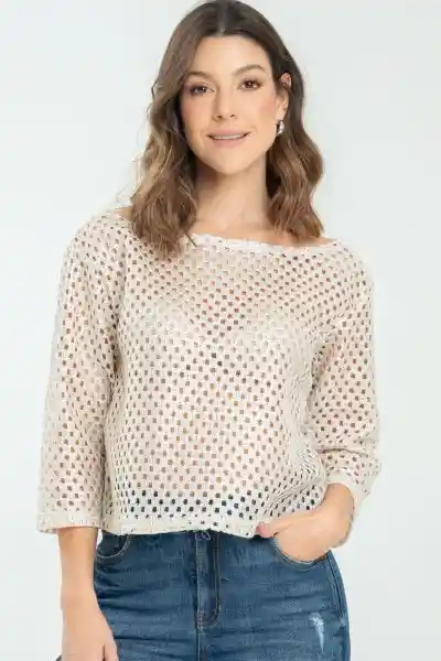 Blusa Tejida Brillo Color Plateado Talla L Ragged