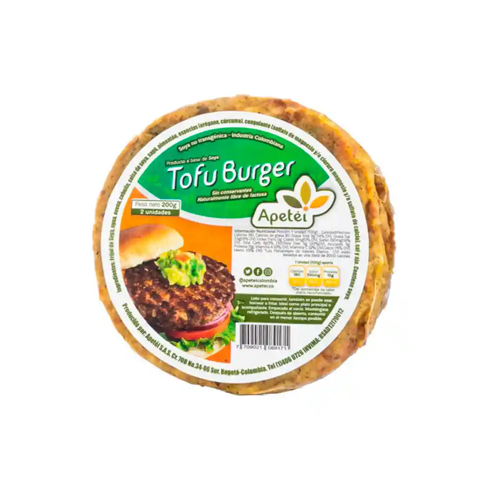 Apetei Carne de Hamburguesa Tofu Burger