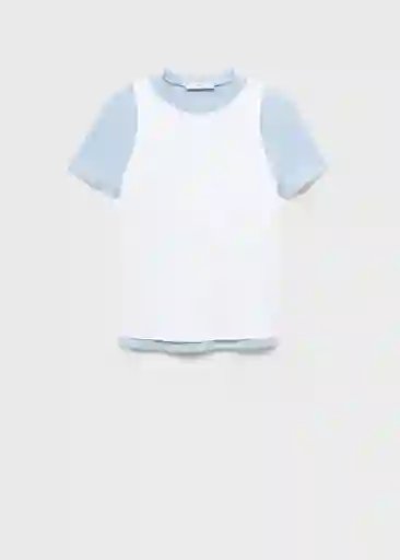Camiseta Coren Celeste Talla M Mujer Mango