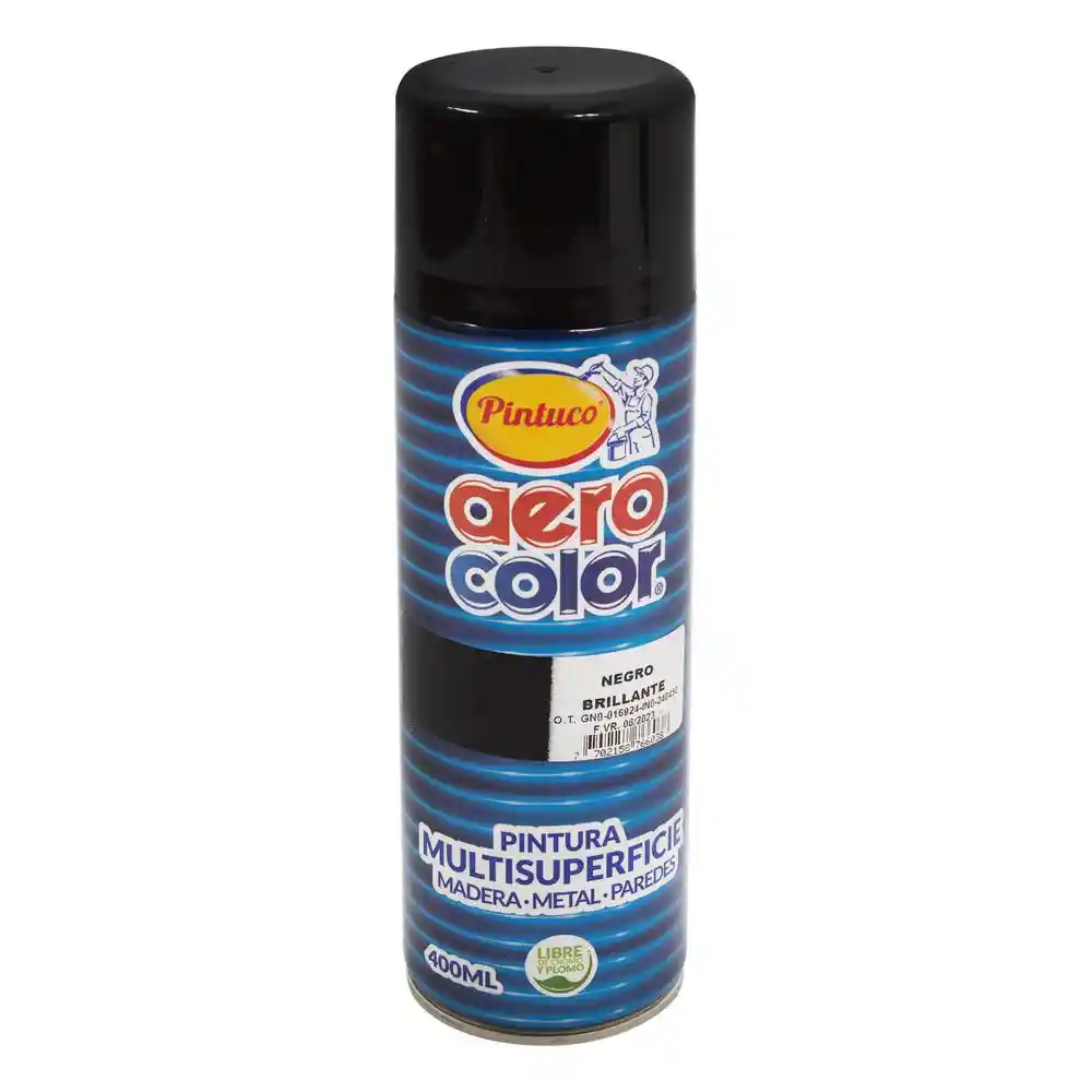 Aerocolor Pintura Laca Brillante Negro 125002-16 400 mL