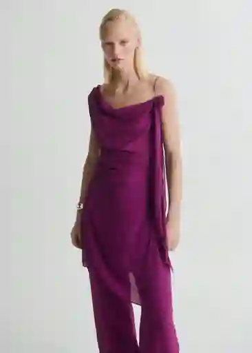 Top Floris Morado Talla S Mujer Mango