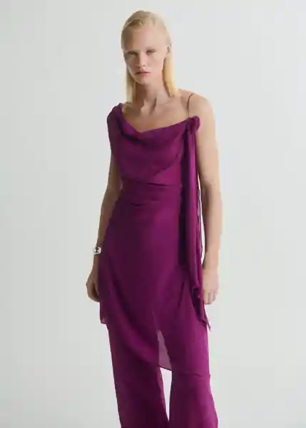 Top Floris Morado Talla S Mujer Mango