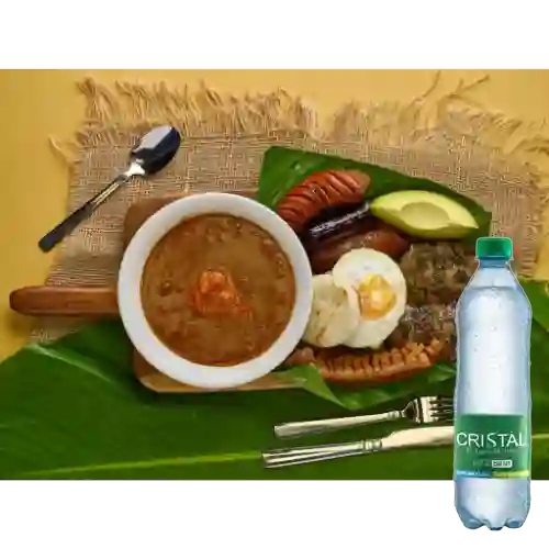 Combo Bandeja Paisa + Cristal con Gas 600 ml