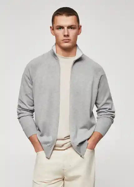 Cárdigan Tenc Gris Talla XL Hombre Mango