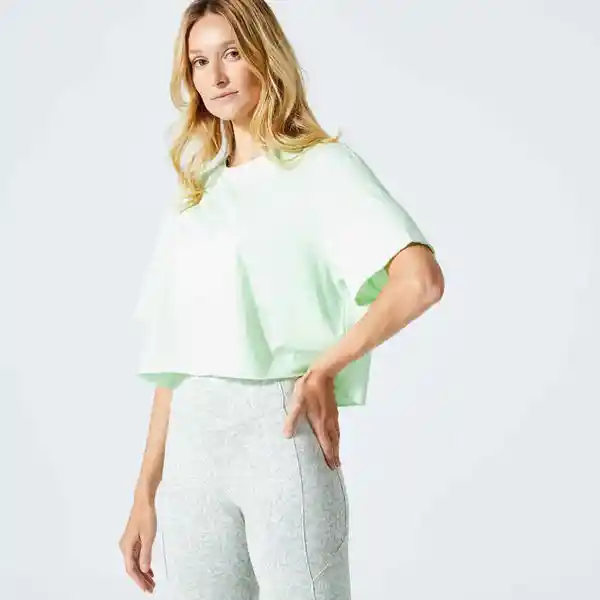 Domyos Camiseta Crop Top Fitness Algodón Mujer Talla L