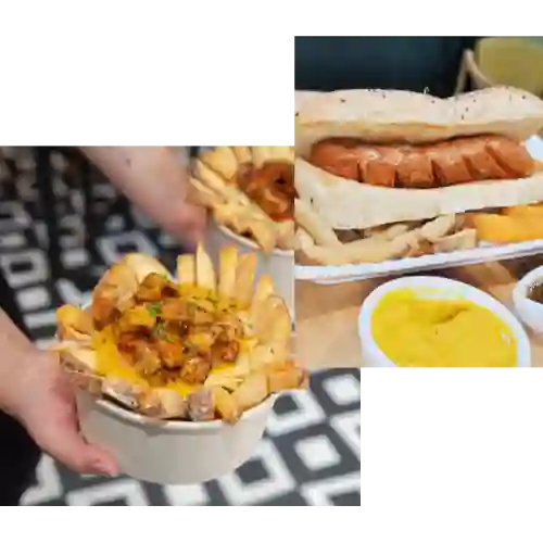 Combo Poutine Pollo-choripan Sencillo
