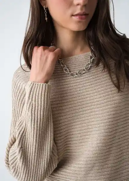 Suéter Tejido Mujer Beige Escarcha Claro Talla M 583G081 Naf Naf