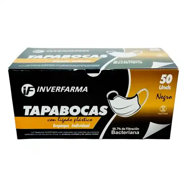 Inverfarma Tapabocas Desechable Negro