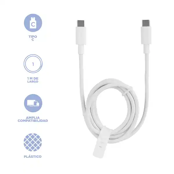 Cable de Carga Rápida Tipo C Laptop y Celular Blanco 100W Miniso