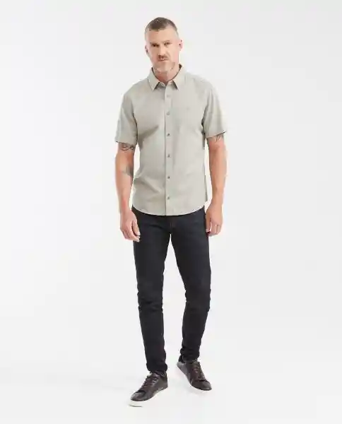 Camisa Dyed Twill Manga Corta Gris Suculenta Medio M Chevignon