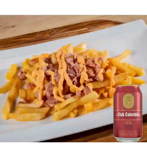 Combo Papas c/ Cheddar&Bacon +Club col. Roja 330 ml