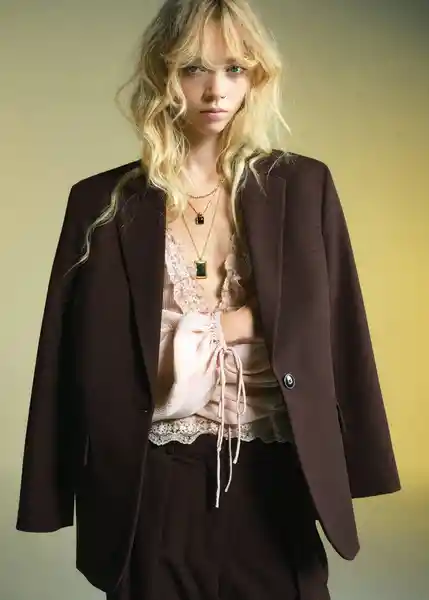 Pantalón Gabi Chocolate Talla 38 Mujer Mango