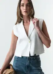 Chaleco Mujer Crudo Puro Claro Talla S 423G035 Naf Naf
